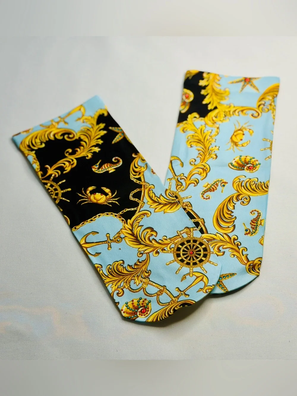 Calzedonia NWT Italian Baroque Graphic Socks Blue